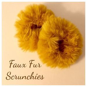 Adorable Set of 2 Faux Fur Fluffy Scrunchies, NWT
